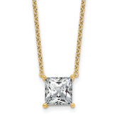 14k 3 carat Certified Lab Grown Diamond VS+ F+ Princess Complete Four Prong 18 inch Pendant Necklace